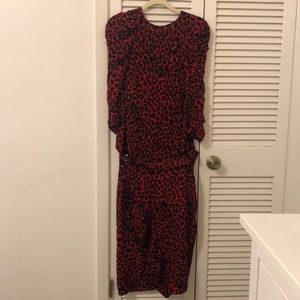 Zara Red Leopard Print Set - Skirt & Top